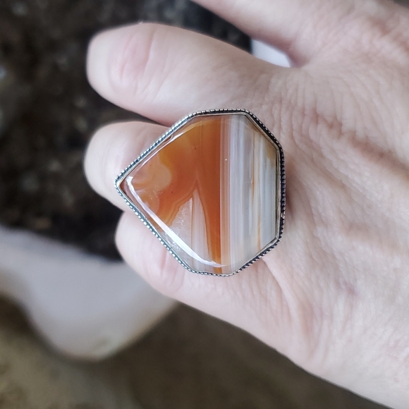 New Botswana Agate 925 Silver Statement Ring. - Picture 10 of 16
